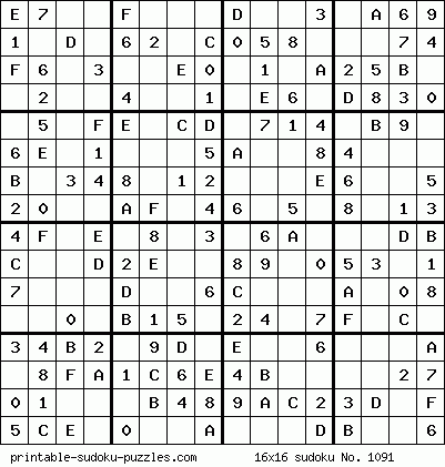 Sudoku 16x16 para imprimir