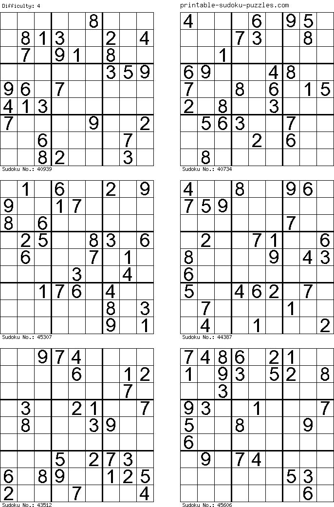 Printable Sudoku 6 Per Page Martin Printable Calendars