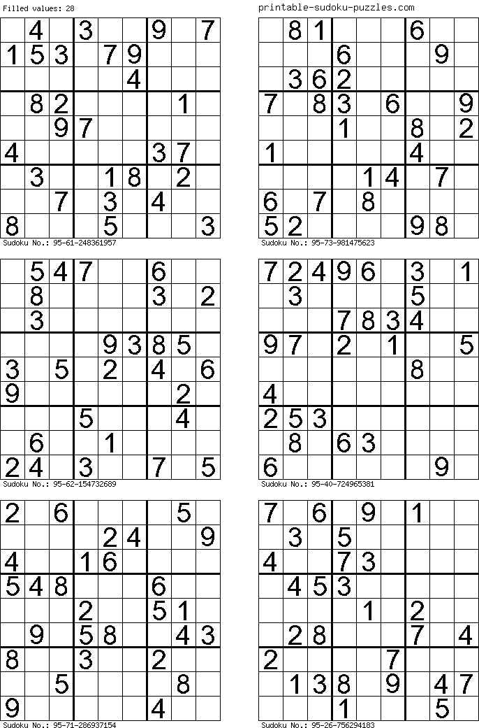 Sudoku Printable 6 Per Page - Printable Word Searches