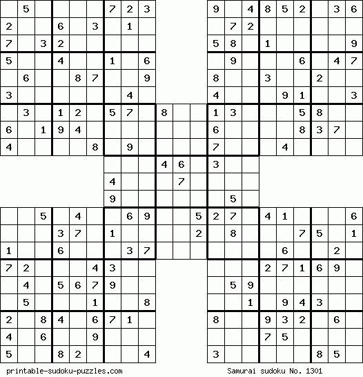 Printable samurai sudoku