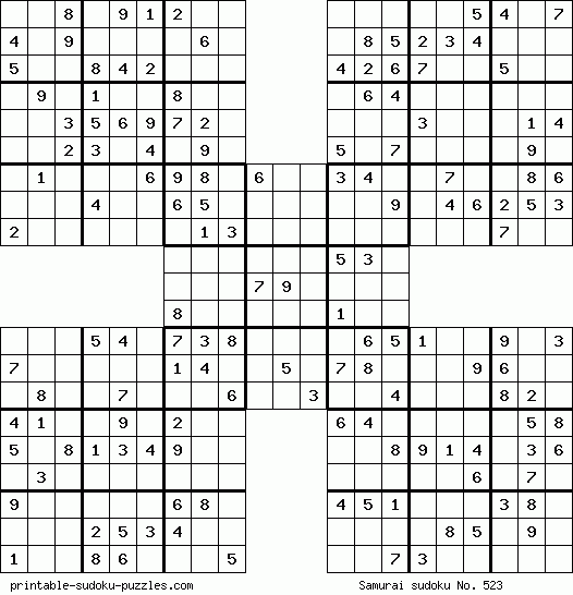 Samurai sudoku para imprimir