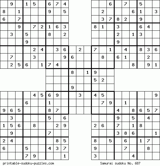 Samurai sudoku para imprimir