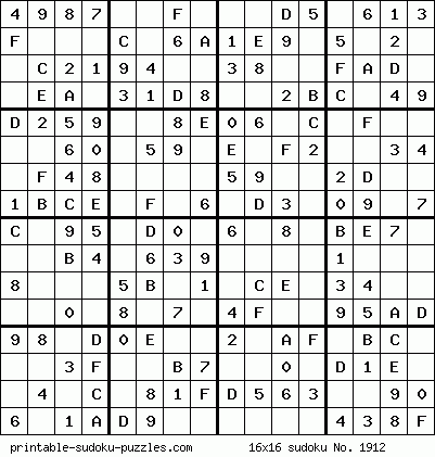 Sudoku 16x16 para imprimir