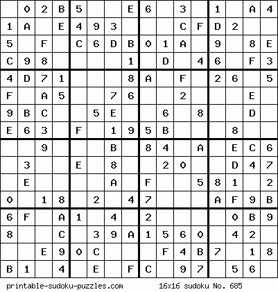 Printable 16x16 sudoku