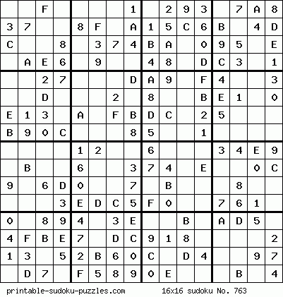 Sudoku 16x16 para imprimir