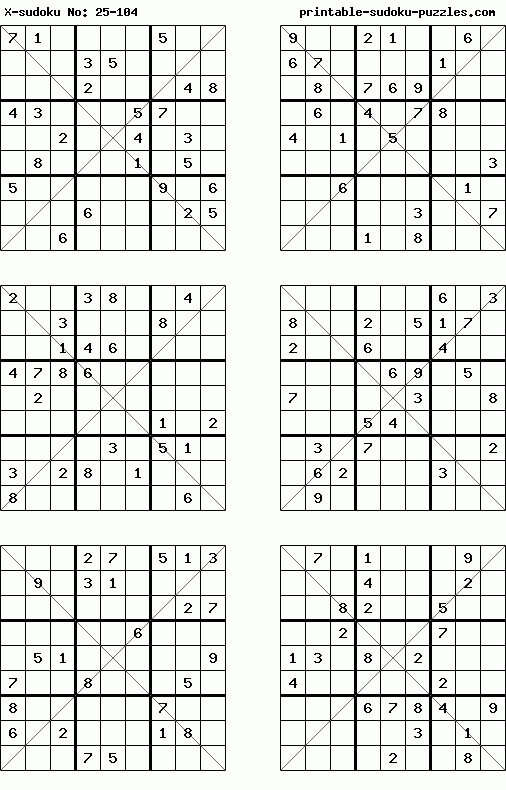 Printable X-sudoku