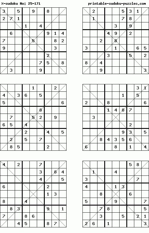 Printable Xsudoku