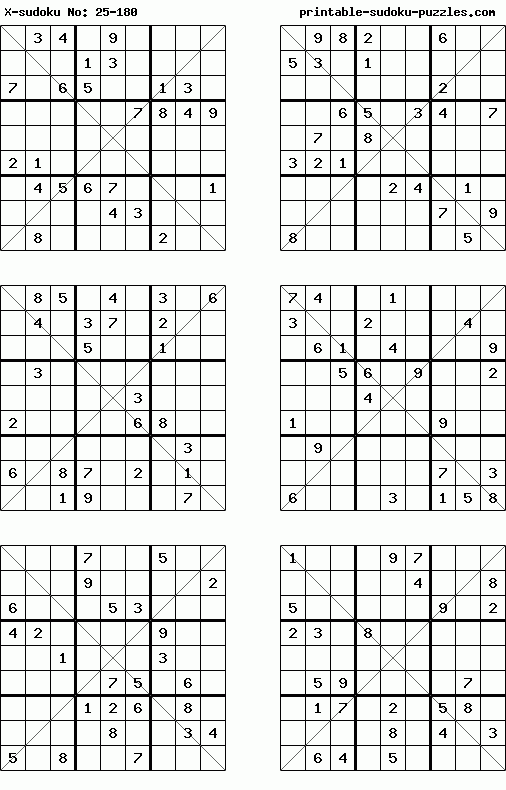 Printable X-sudoku