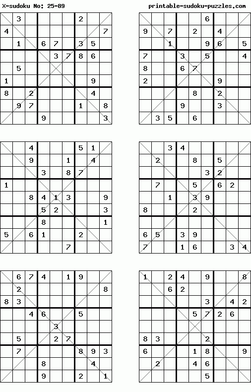 Printable X-sudoku