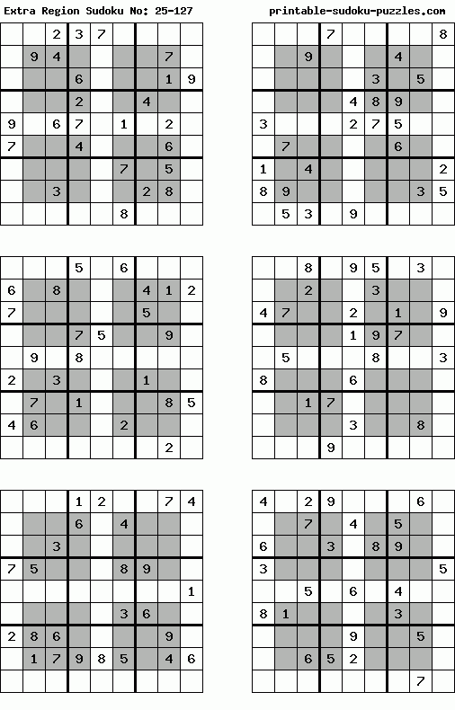 Printable Extra Region Sudoku