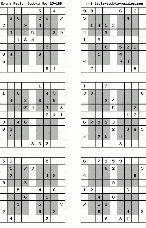 Printable Extra Region Sudoku