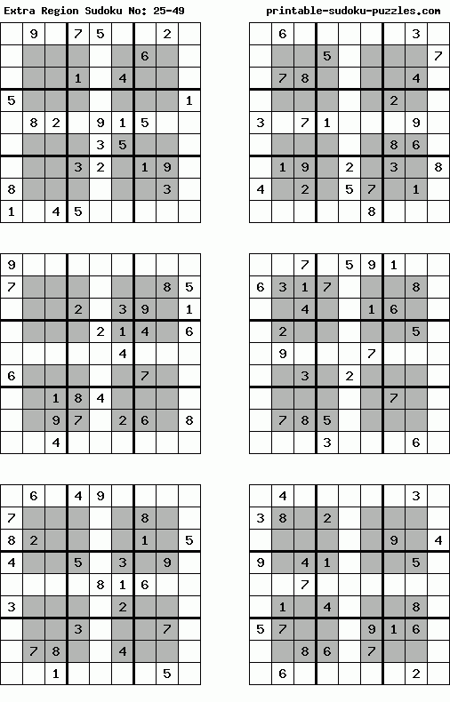 Printable Extra Region Sudoku