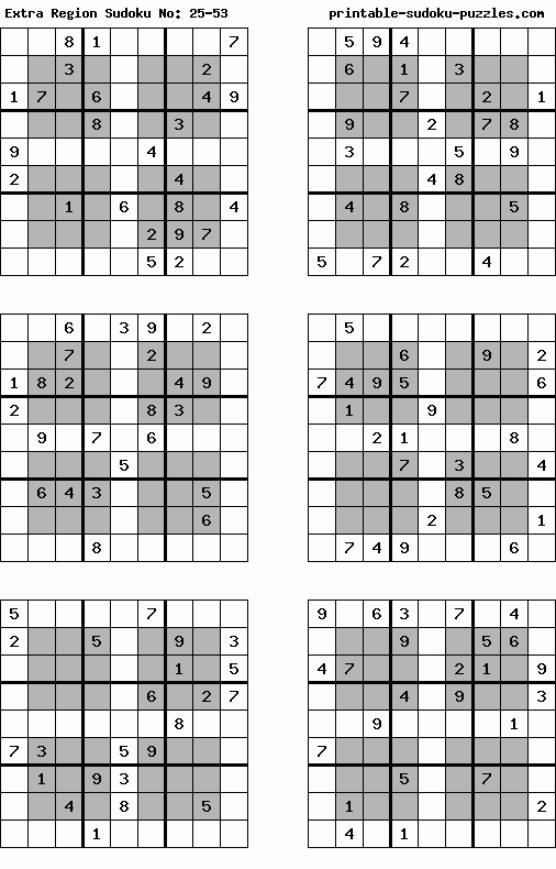 Printable Extra Region Sudoku