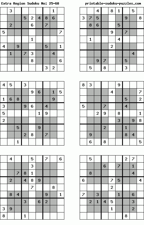 Printable Extra Region Sudoku