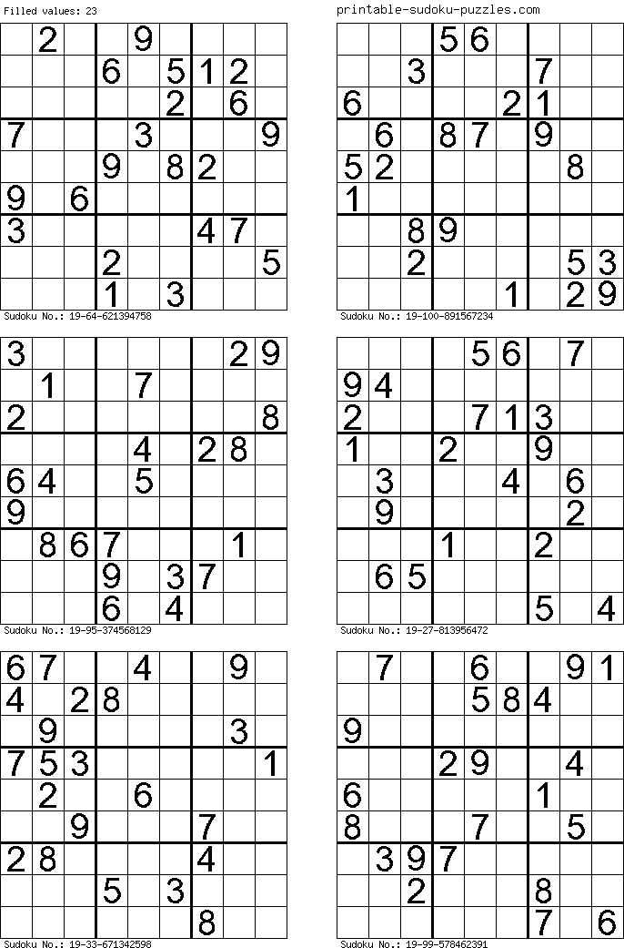 Free online Sudoku. Print Sudoku #209.