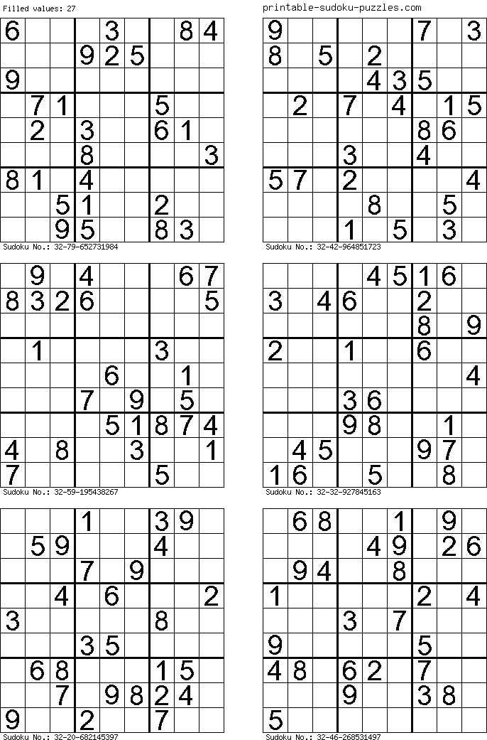 Free online Sudoku. Print Sudoku #209.