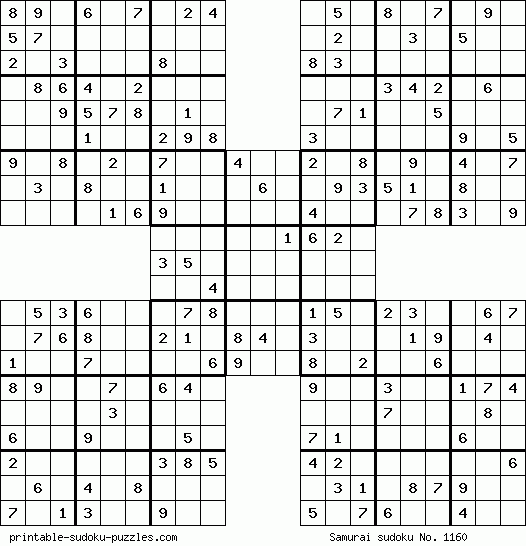 free printable samurai sudoku puzzles