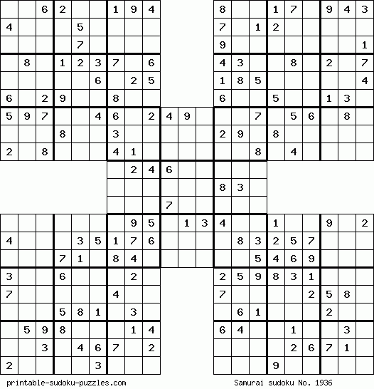 free printable samurai sudoku puzzles