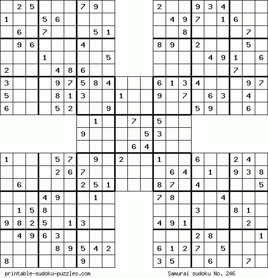 Printable samurai sudoku