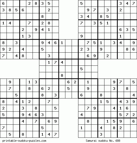 Printable samurai sudoku