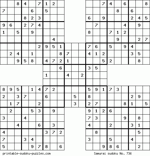 Free Printable Samurai Sudoku Puzzles