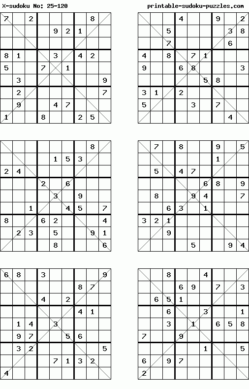 Printable X-sudoku