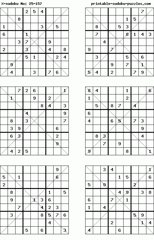 印刷無料対角線型数独 X 数独