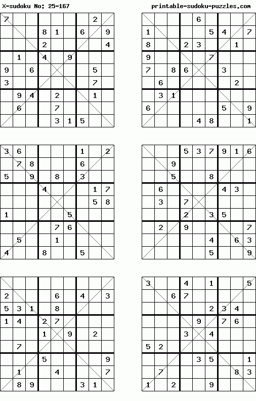 Printable X-sudoku